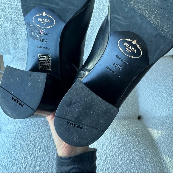 $1400 Prada LEATHER PLATFORM LEATHER KNEE HIGH BOOT BLACK 40.5 - Picture 5 of 5